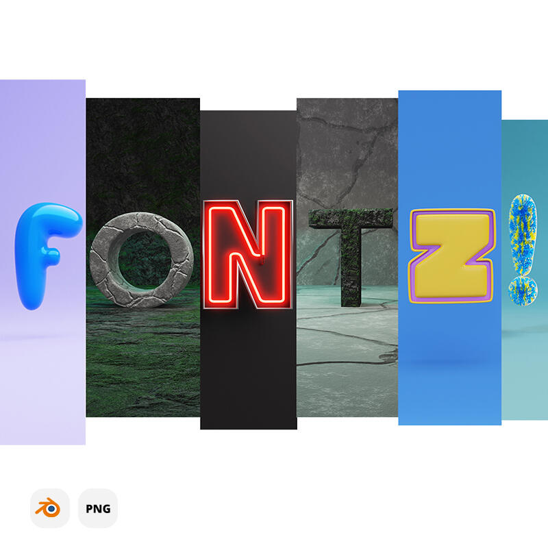 FONTZ - Free and premium various 3D fonts. From Candy to Cyborg 3D fonts with source files included. Amazing for boosting marketing materials.