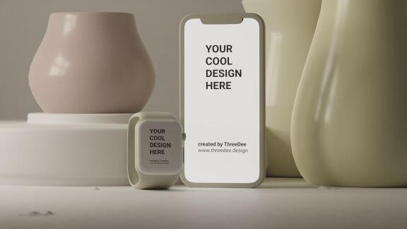 Free mobile 3D mockups of an iPhone, Samsung and other smartphones.