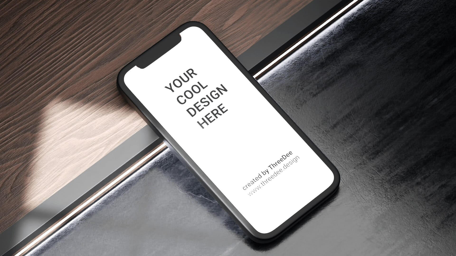 Free mobile 3D mockups of an iPhone, Samsung and other smartphones.